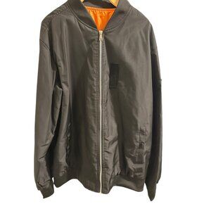 ✌️ 2/$40 ✌️ Mens Black Bomber Jacket With Orange Lining & Zip Pocket